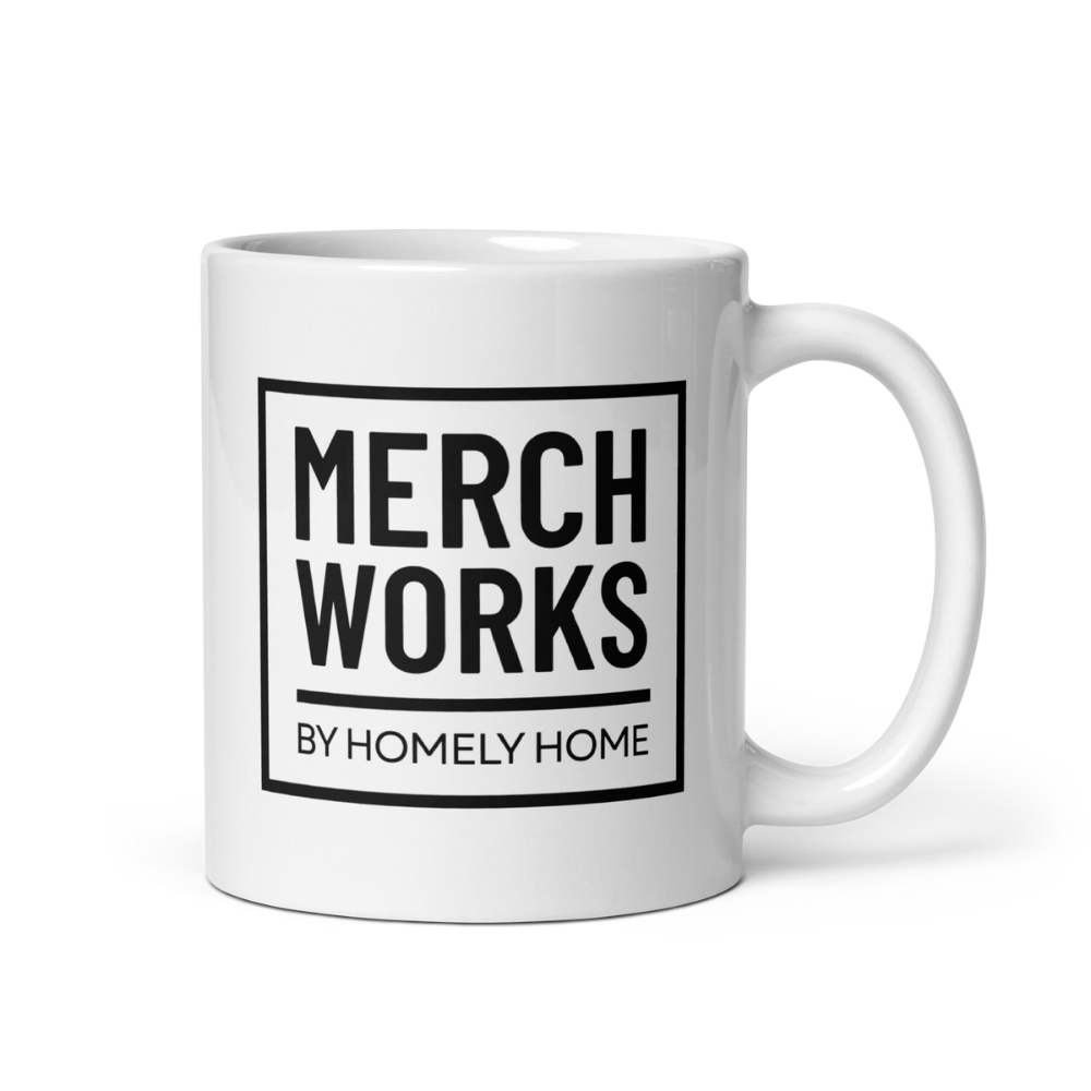 MerchWorks keramisk kaffekrus med logo.